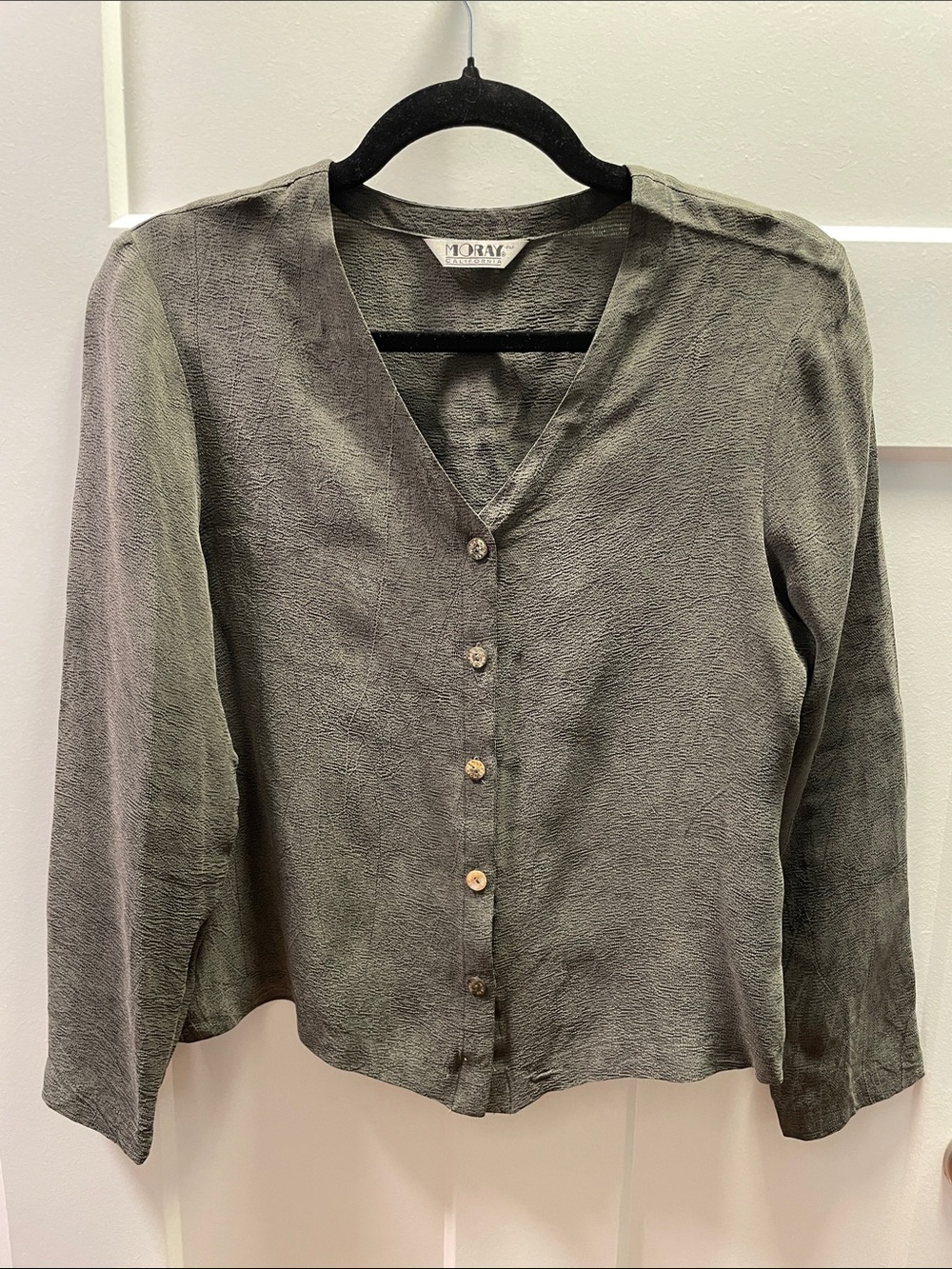 Vintage Dark Green Button-Front Women's Shirt